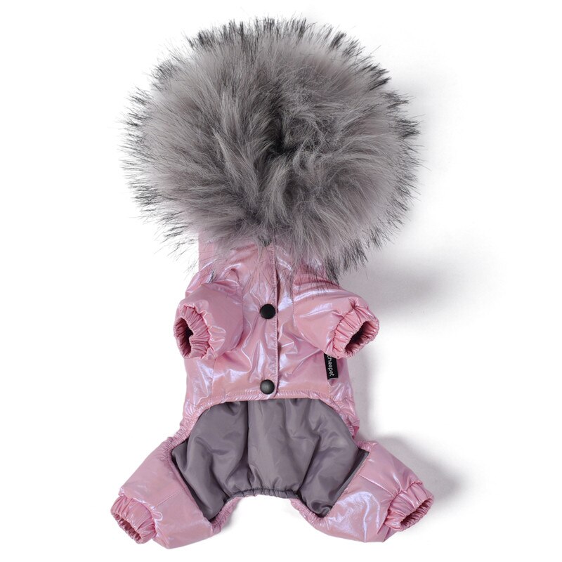 Winter Dog Clothing Jumpsuit Dog Down Coat Jacket Warm Pet Costume Apparel Puppy Outfit Pomeranian Poodle Bichon Dog Clothes: Pink / XL