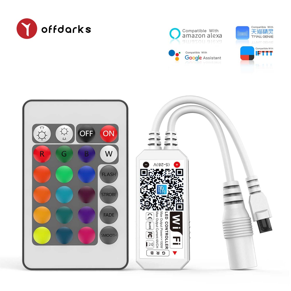 OFFDARKS LED RGB controller 24-button infrared remote control, APP control, suitable for 5050/3528 LED Strip