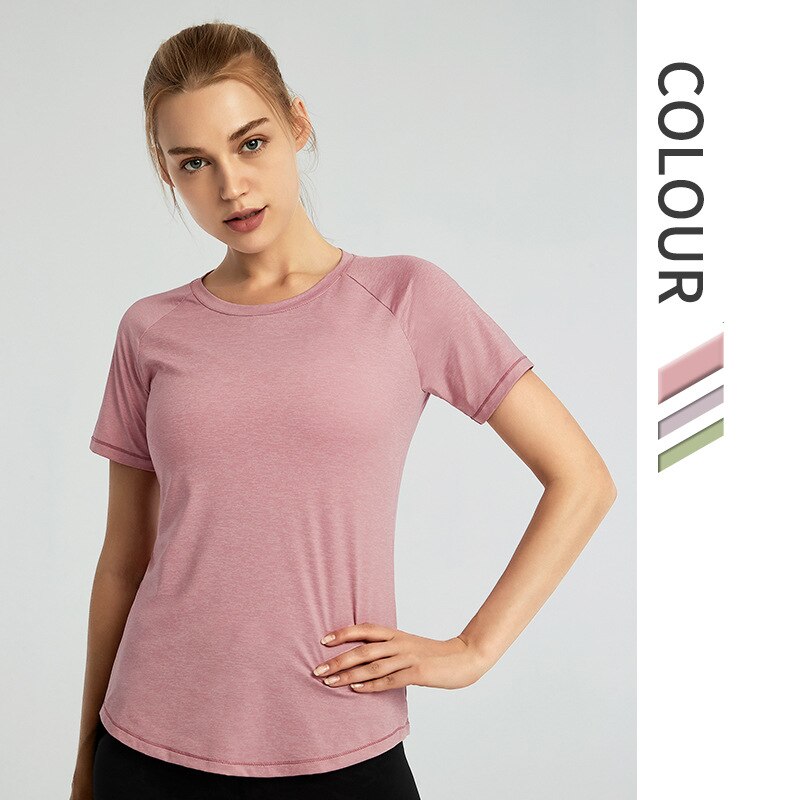 NCLAGEN Sports Top t-shirt sportive da donna manica corta Dry Fit Loose Fitness Top Running allenamento elastico palestra camicie traspiranti: pink / XL