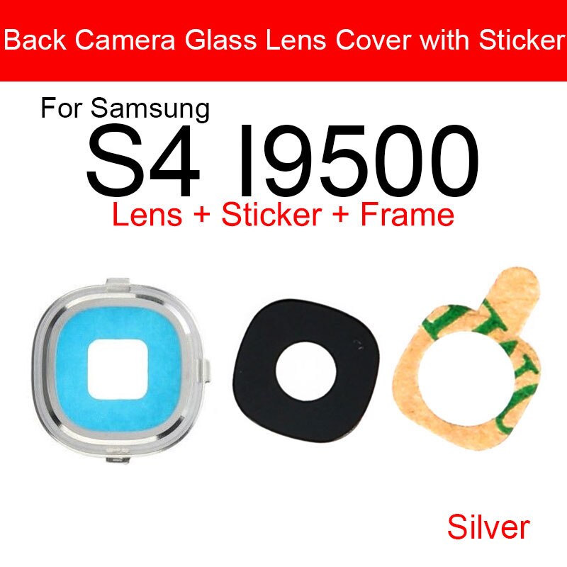 Zurück Hinten Kamera Objektiv Glas Mit Klebstoff Stock Für Samsung Galaxis S3 S4 I9500 S5 Wichtigsten Kamera Objektiv Glas Ersatz teile: Silber- S4 I9500