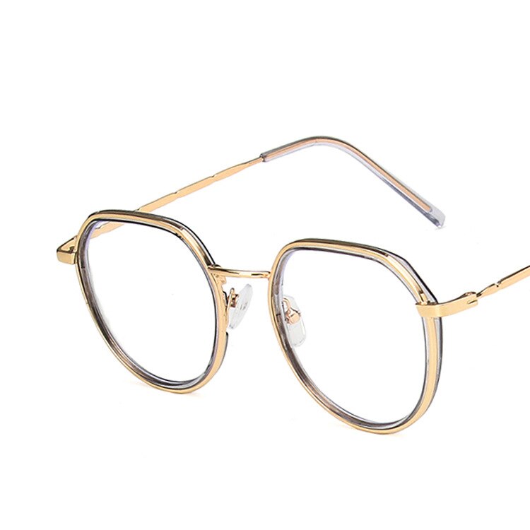 Computer Brille Anti Blau Licht Gaming Gläser Metall Retro Brille Rahmen Anti Glare Brillen Klare Linse für frauen männer: grey gold