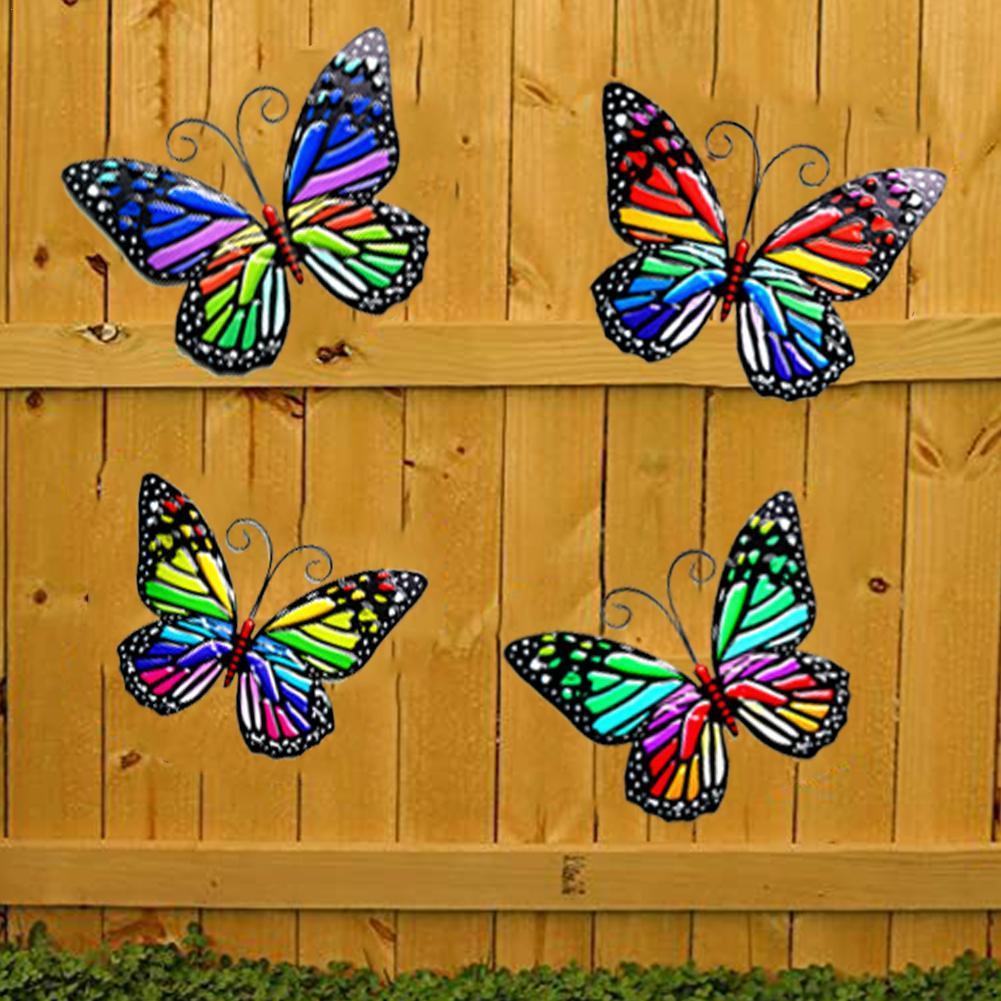 3D Metal Butterfly Decor Inspirational Wall Sculpture Hanging Indoor Outdoor For Home Garden Bedroom House Stereo Butterflies