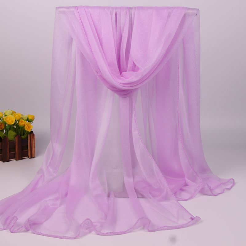 Women Chiffon Scarves Lady Soft Long Shawl Wrap Scarf Solid Color