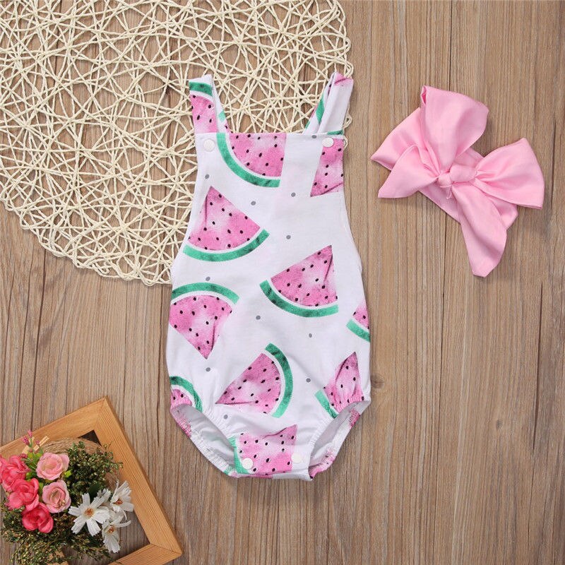 Baby Meisjes Bodysuit + hoofdband 0-24 M Outfits Zomer Zuigeling Baby meisjes kleding Sunsuit