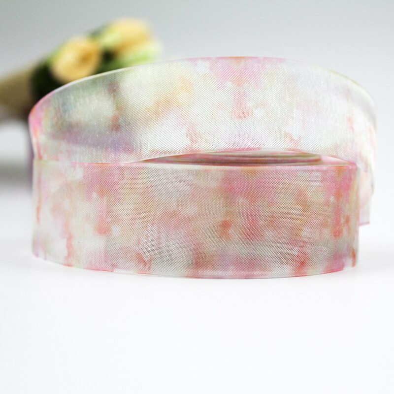 Ruban en organza imprimé, 9mm-75mm, dégradé de couleurs, 100 yards, bandeau en tissu