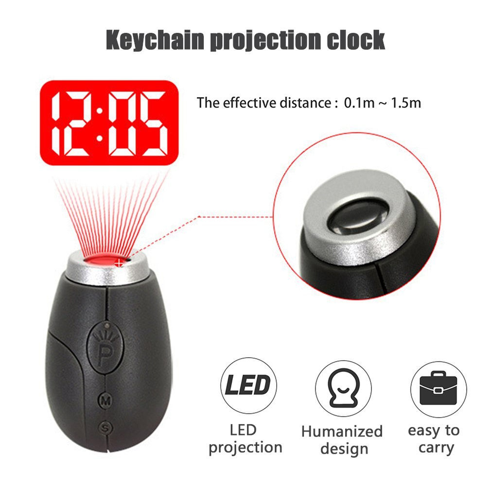 Mini Digitale Projectie Klok Draagbare Led Wall Plafond Tijd Projectie Horloge Magic Nachtlampje Elektronische Klok Sleutelhanger Decor