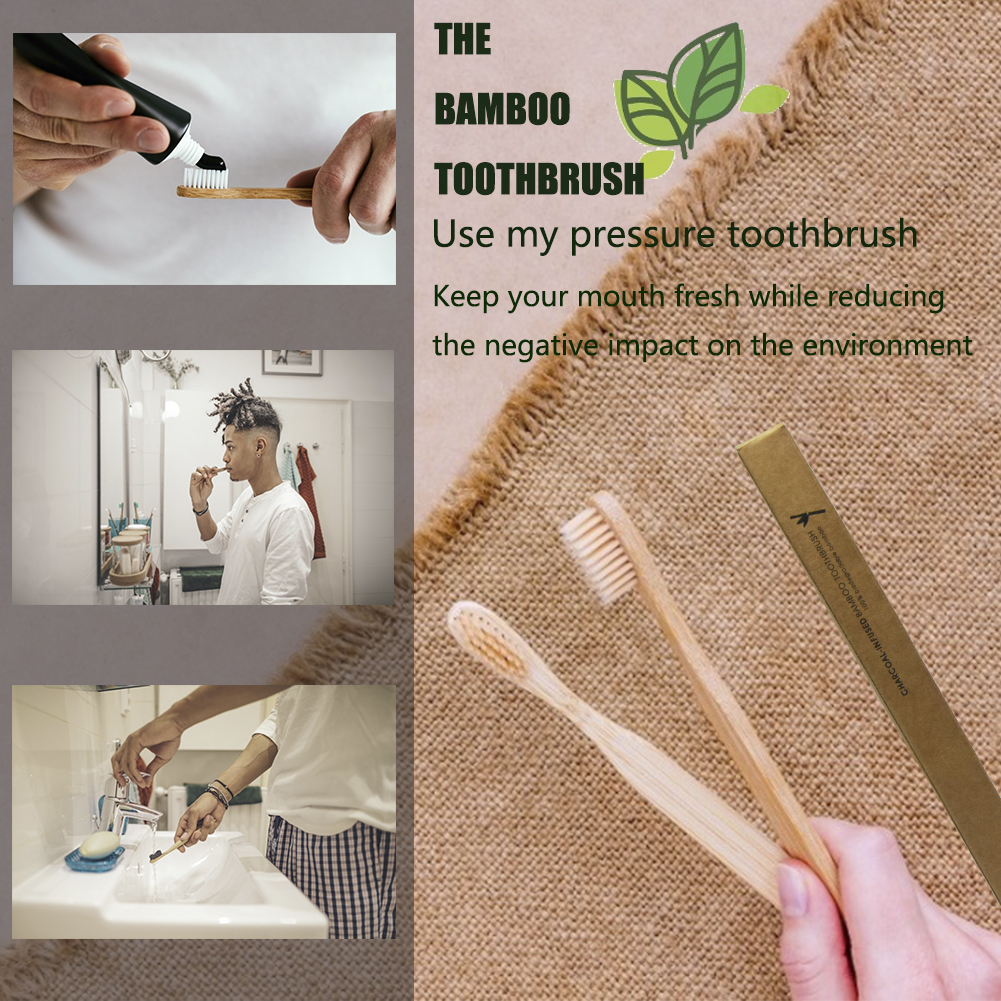 12pcs Natural Bamboo Handle hard Toothbrush Oral Care Eco-friendly Tooth Teeth Rainbow Bristles Brushes Travel Toothbrush
