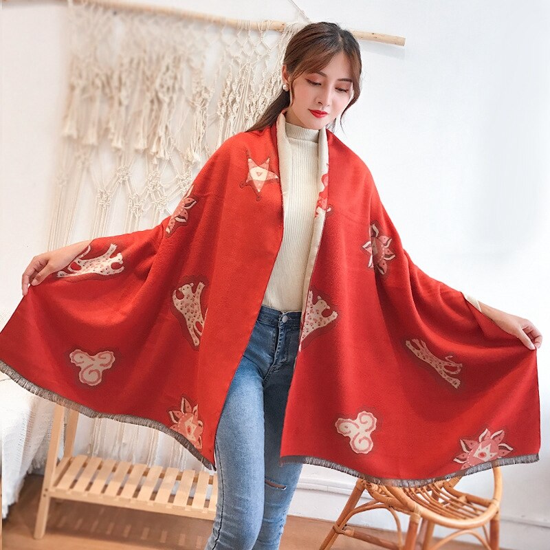 Châle de calèche et épais | Écharpe de calèche, glands épais, style cheval et cachemire, pour le défilé de , poncho, pashmina, hiver: style 14