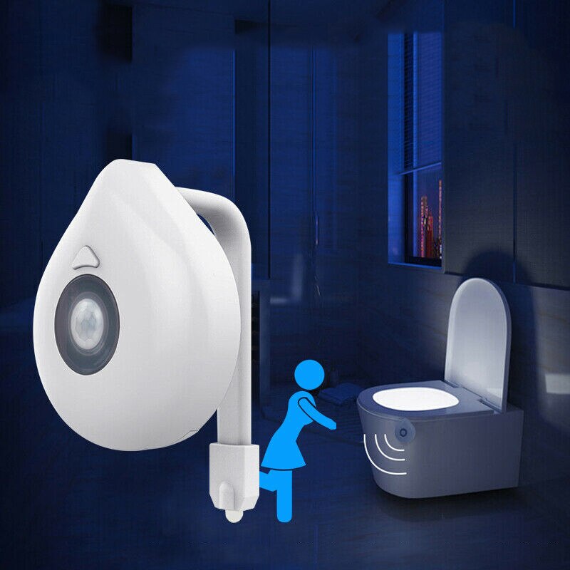 Led toiletlyssensor toilet natlys bevægelsessensor toiletsædelys natlys wc lys 8 farver aaa batteridrevet