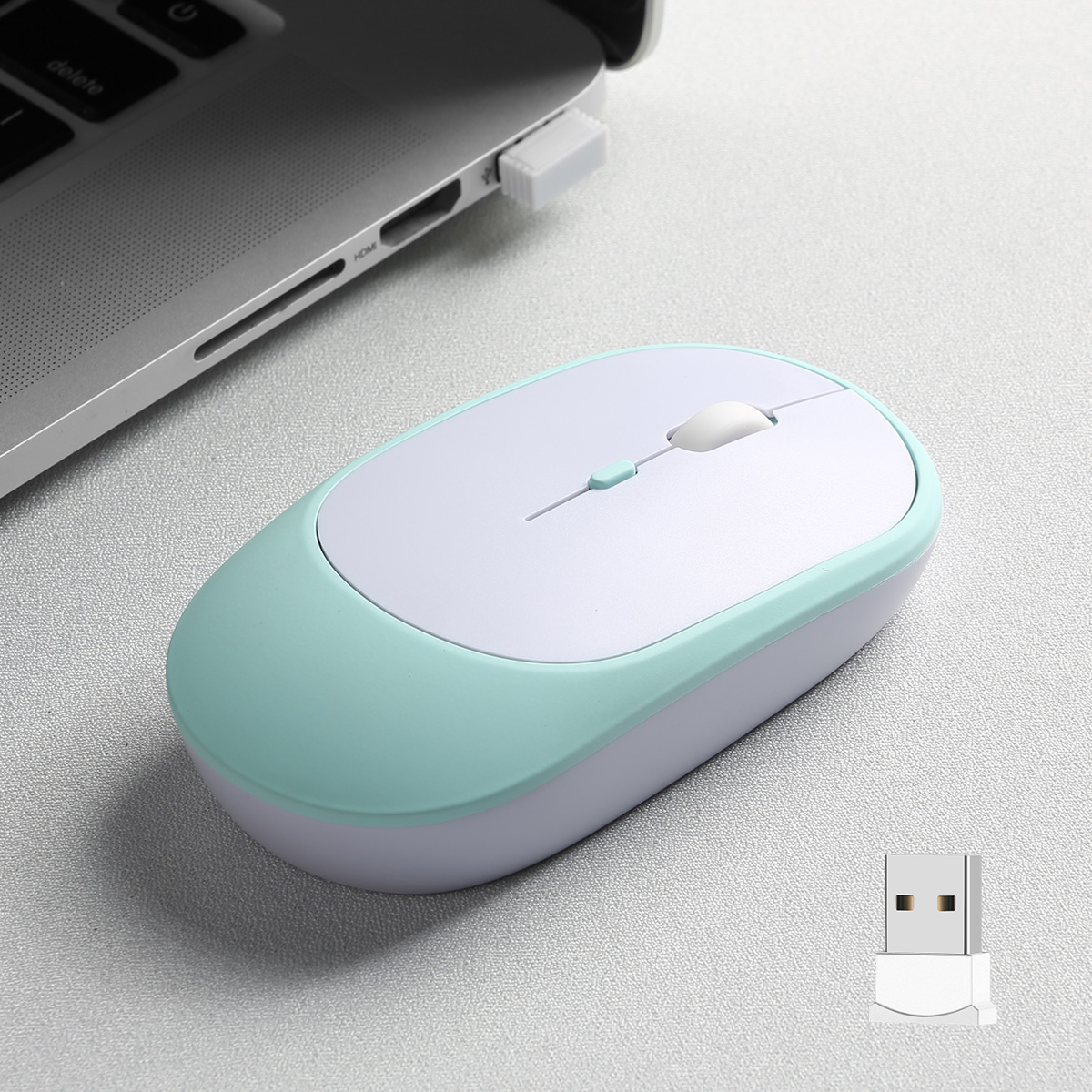Souris de jeu sans fil graphite Gh, Bluetooth, ultra-faible consommation d'énergie, modes touristes, compatible avec PC, Mac, growLapmedicats, muet: green