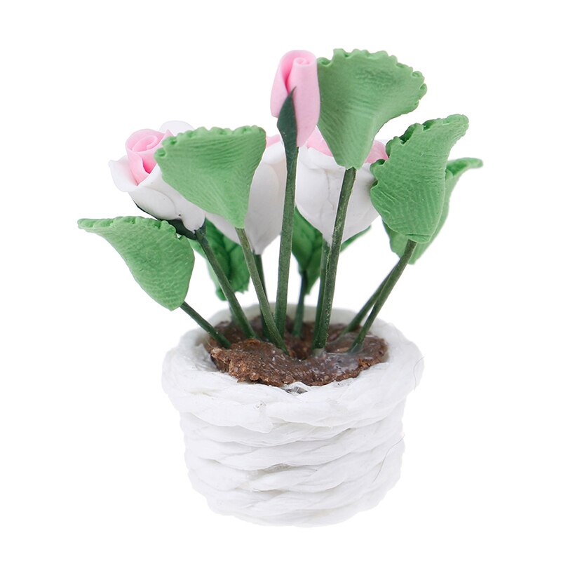 Neue 1/12 Skala Puppenhaus Künstliche Gefälschte Pflanze Blume in Topf Gebühr Garten Puppe HäNutzer Spielzeug Puppenhaus Miniatur