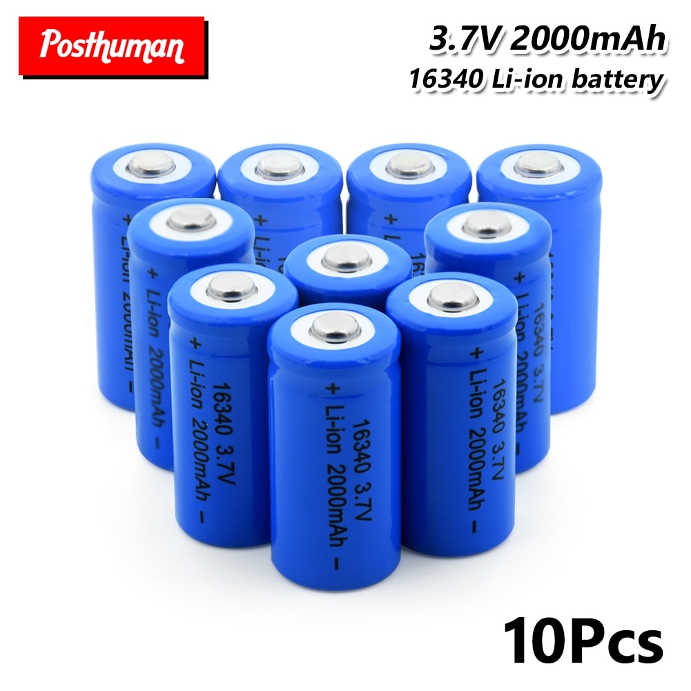 16340 Batterij 2000mAh 3.7V Oplaadbare li-ion Lipo Li-Po Lithium Cel Voor Zaklamp Elektrische Auto Speelgoed 2 stuks Torch 16340 Batterij