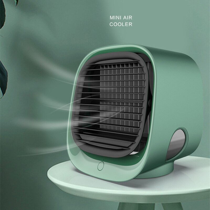 Mini bærbar klimaanlæg multifunktions luftfugter purifier usb desktop luftkølerventilator med vandtank hjem: B grøn