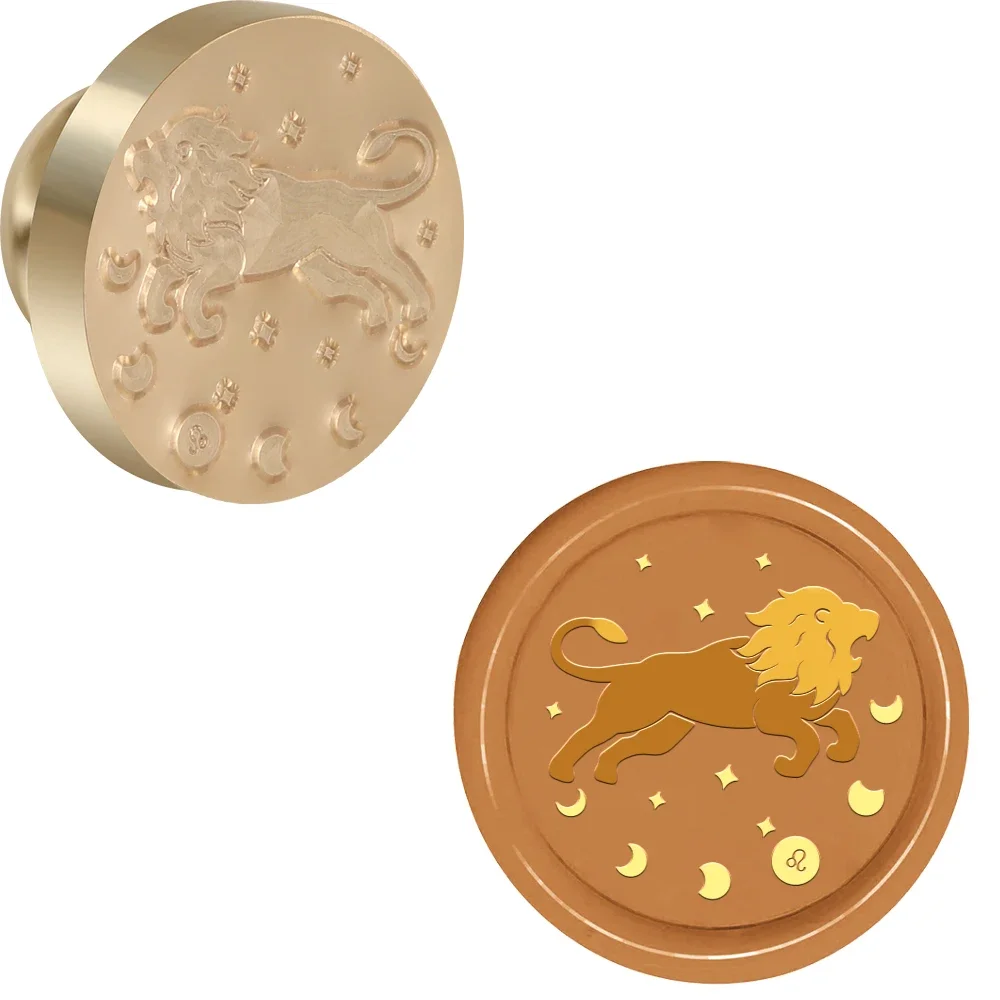 12 stjärntecken vaxstämplar runda avtagbara förseglade mässingsvaxstämpelhuvuden för att dekorera kuvert födelsedagskort anteckningsbok: Grön