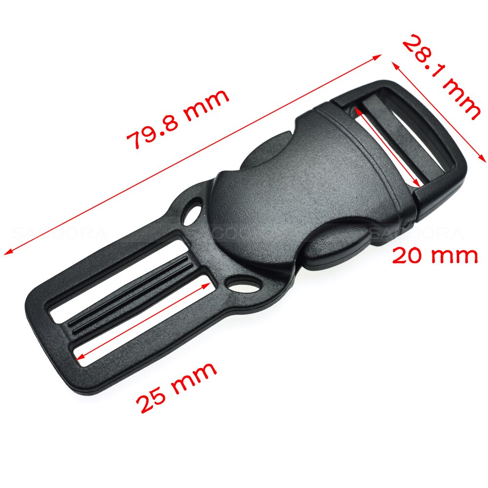 1 boucle de ceinture à dégagement latéral, sangle de 20mm x 25mm, pour sacs de sport de plein air, sac à dos