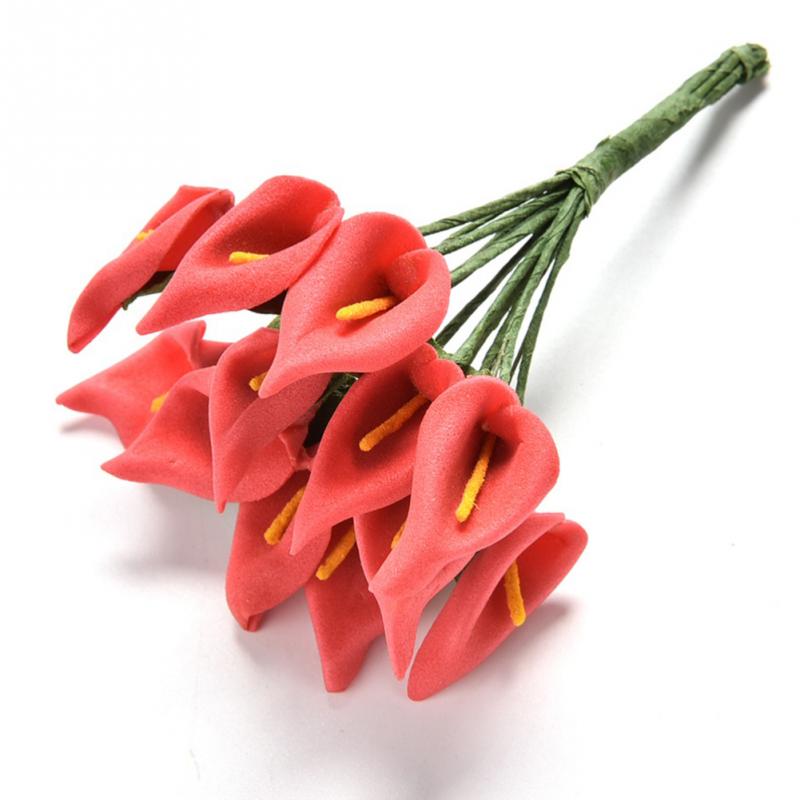 12pcs hoofd/set Kunstmatige Bloemen 8 Kleuren Calla Bridal Bruiloft Decoratie Boeket Hoofd PE Real Touch Kunstmatige bloem: 7