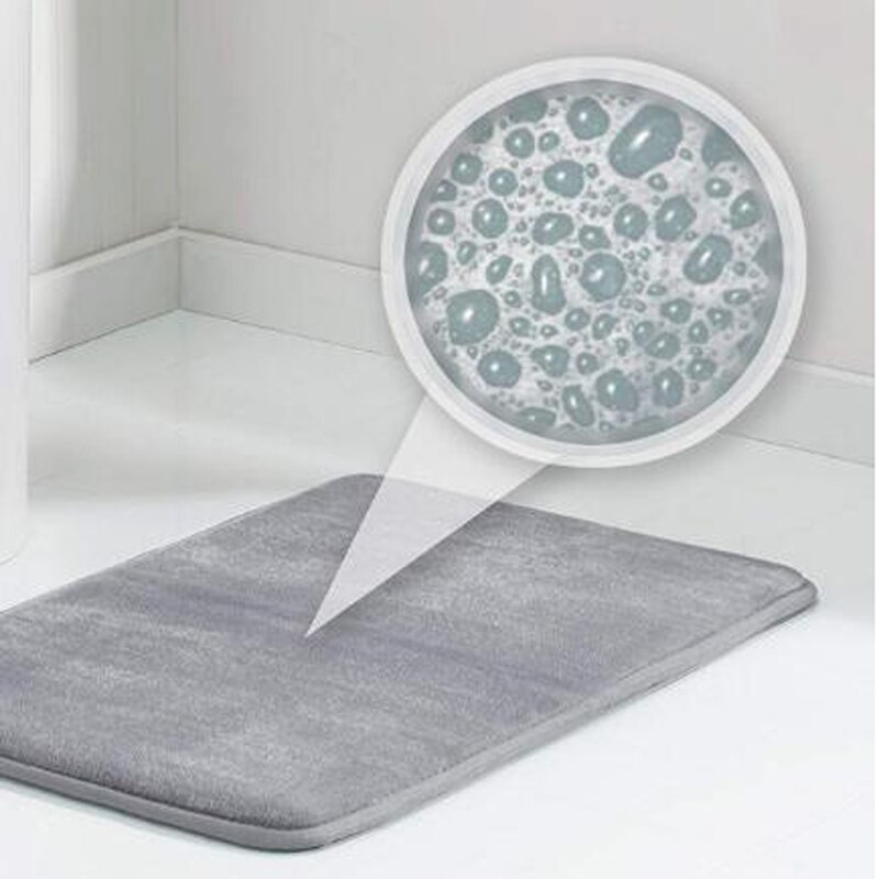Ekstra tyk grå hukommelsesskum bademåtte 60 x 90 cm,  skridsikre badeværelsestæpper vaskbare bruser store tæpper
