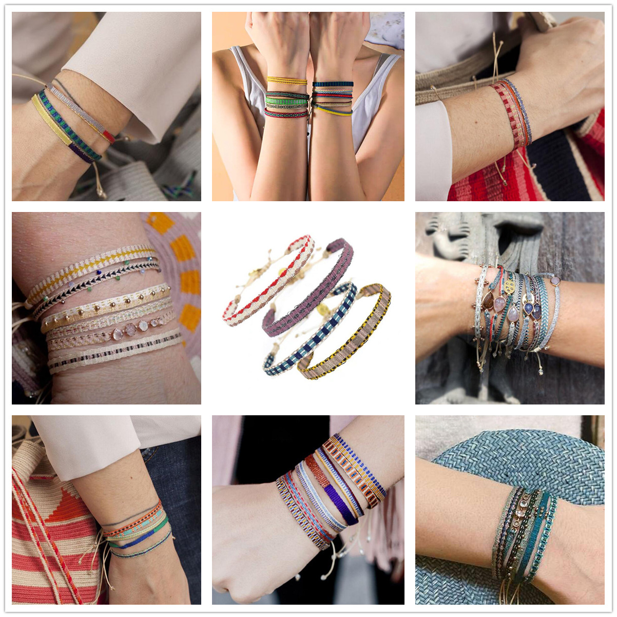 KKBEAD Colombia pulsera joyería tela cinta Pulseras de tela para mujer Pulseras tejidas hechas a mano