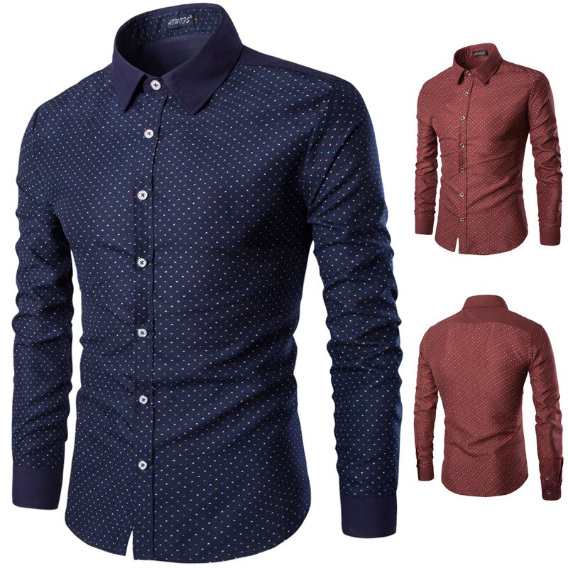 Men Shirt Long Sleeve Slim Fit Shirt Spring Casual Clothes Male Shirts
