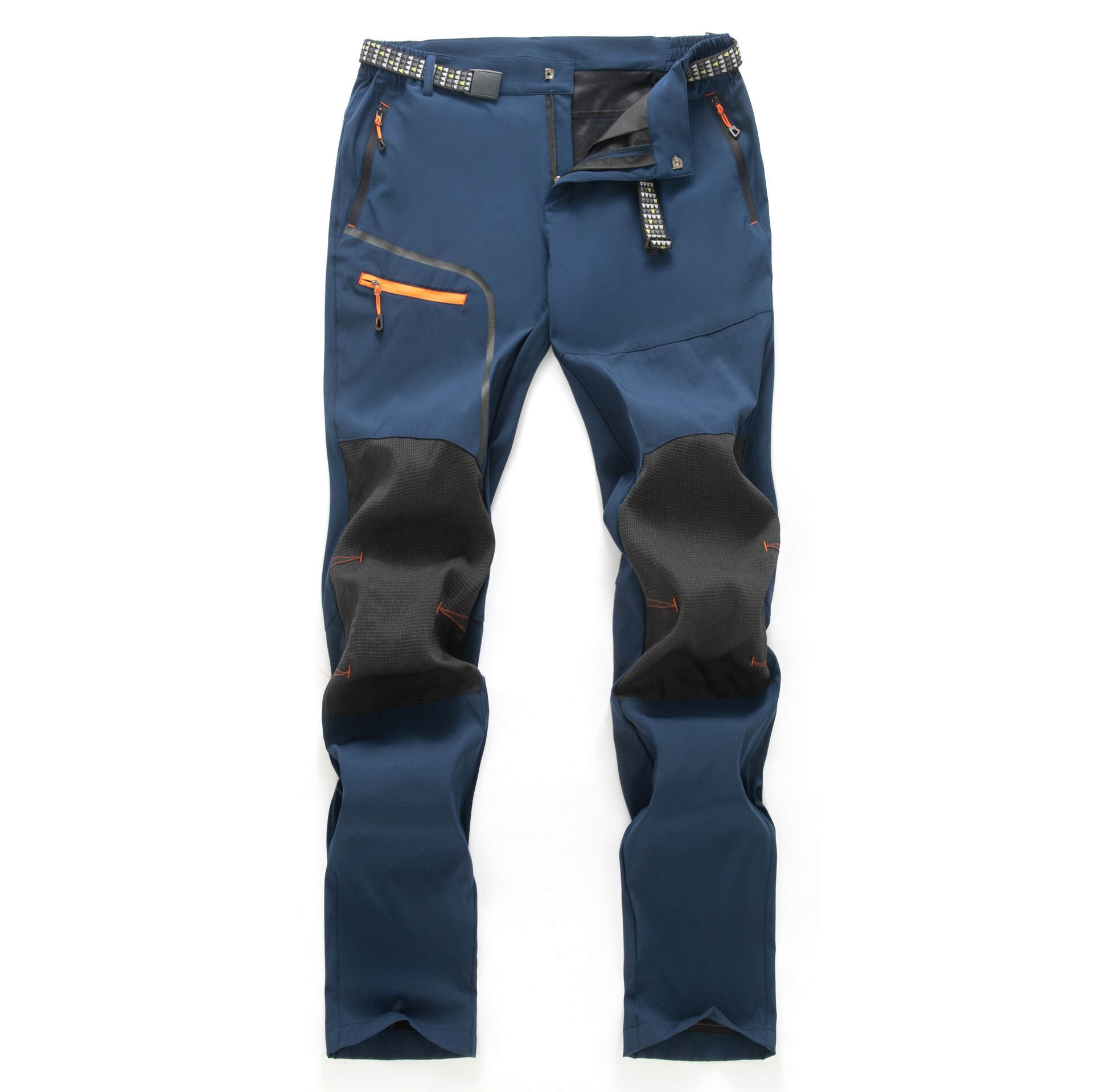 Mountainskin Men&#39;s Hiking Oblique Zipper Quick Dry Pants Outdoor Camping Fishing Comfortable Climbing Breathable Trousers VA915: Dark Blue / Asian Size S
