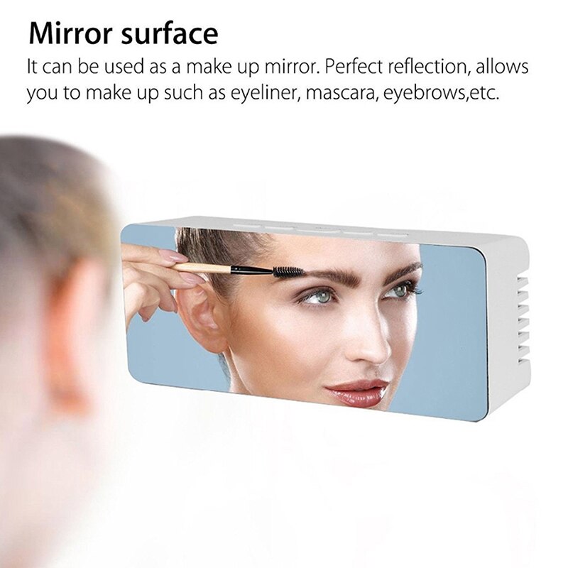 Table Clock Alarm Clock Snooze LED Digital Mirror Clock Time Temperature Large Electronic Display Rectangle Digital Desk Clock