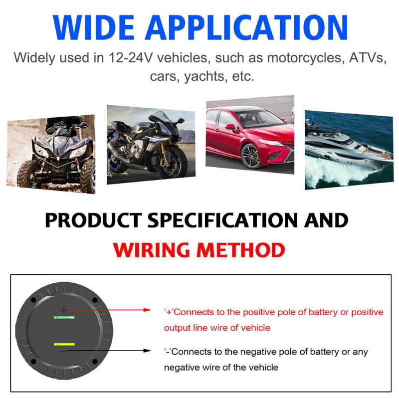 12V 24V QC 3.0 Dual USB Car Charger Waterproof 18W USB Outlet Fast Charge with LED Voltmeter ON OFF Switch Power Cable