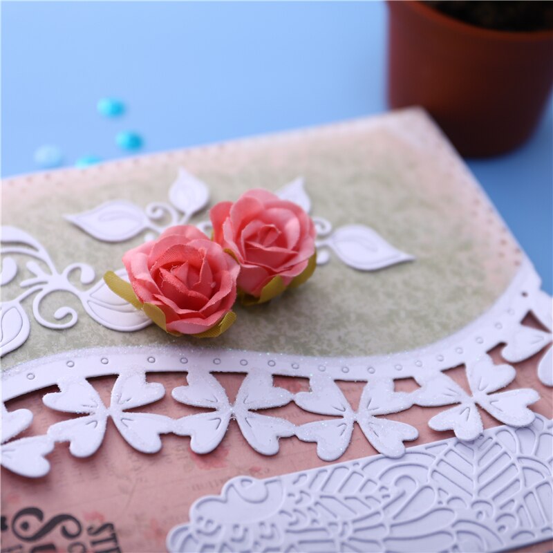 YaMinSanNiO Flower Border Lace Frame Metal Cutting Dies for DIY Scrapbooking Craft Cards Embossing Die Four-leaf Clover Diecut
