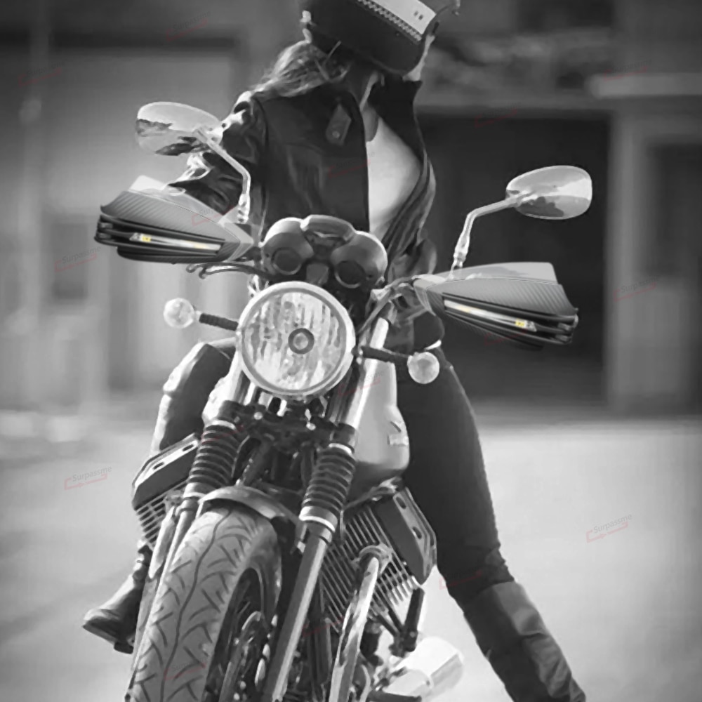 Pair Black Carbon Universal Motorcycle Handguards Handlebar with LED Turn Signals Falling Hand Protectors Motorcycle Accessories