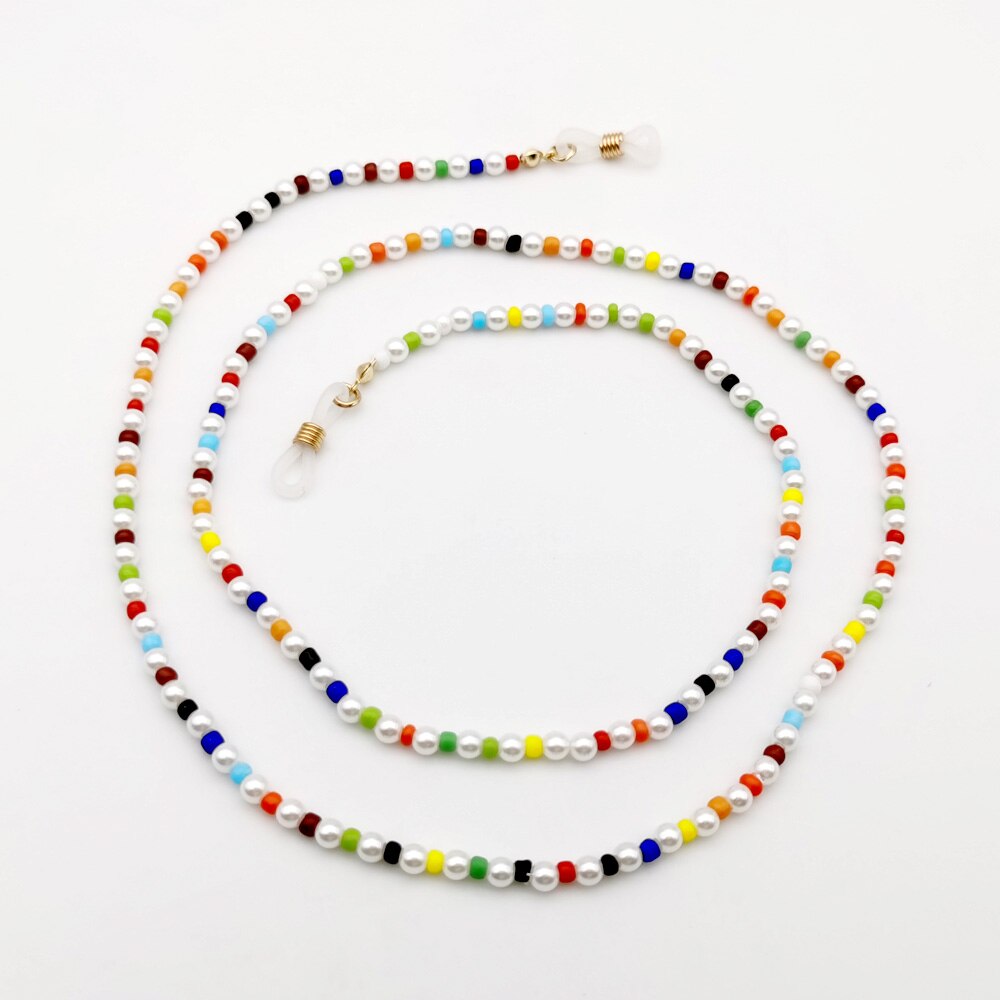 White Imitatie Parel Bril Kettingen Kralen Sunglass Lezen Brillen Ketting Cord Holder Touw Voor Mannen Vrouwen Stellen: 10