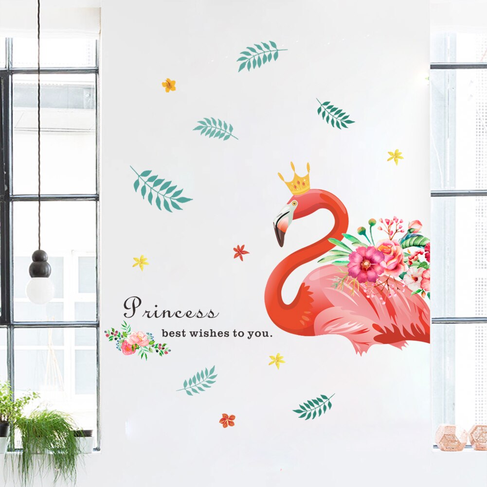 Tropiske tre blader blomst flamingo veggklistremerker diy grønne plante blad veggdekor til stue hjemmeinnredning veggmalerier
