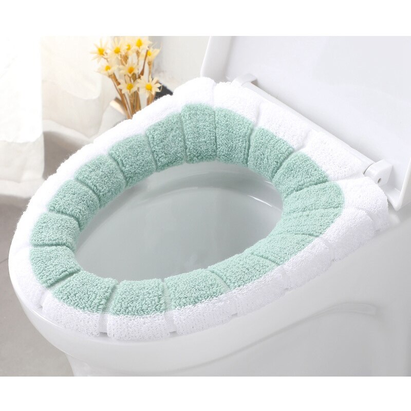 Universal toilet sædebetræk måtte hjemmebademåtte vinter varmt toiletlåg pude blød vaskbar closestool måtte badeværelsestilbehør: Grøn