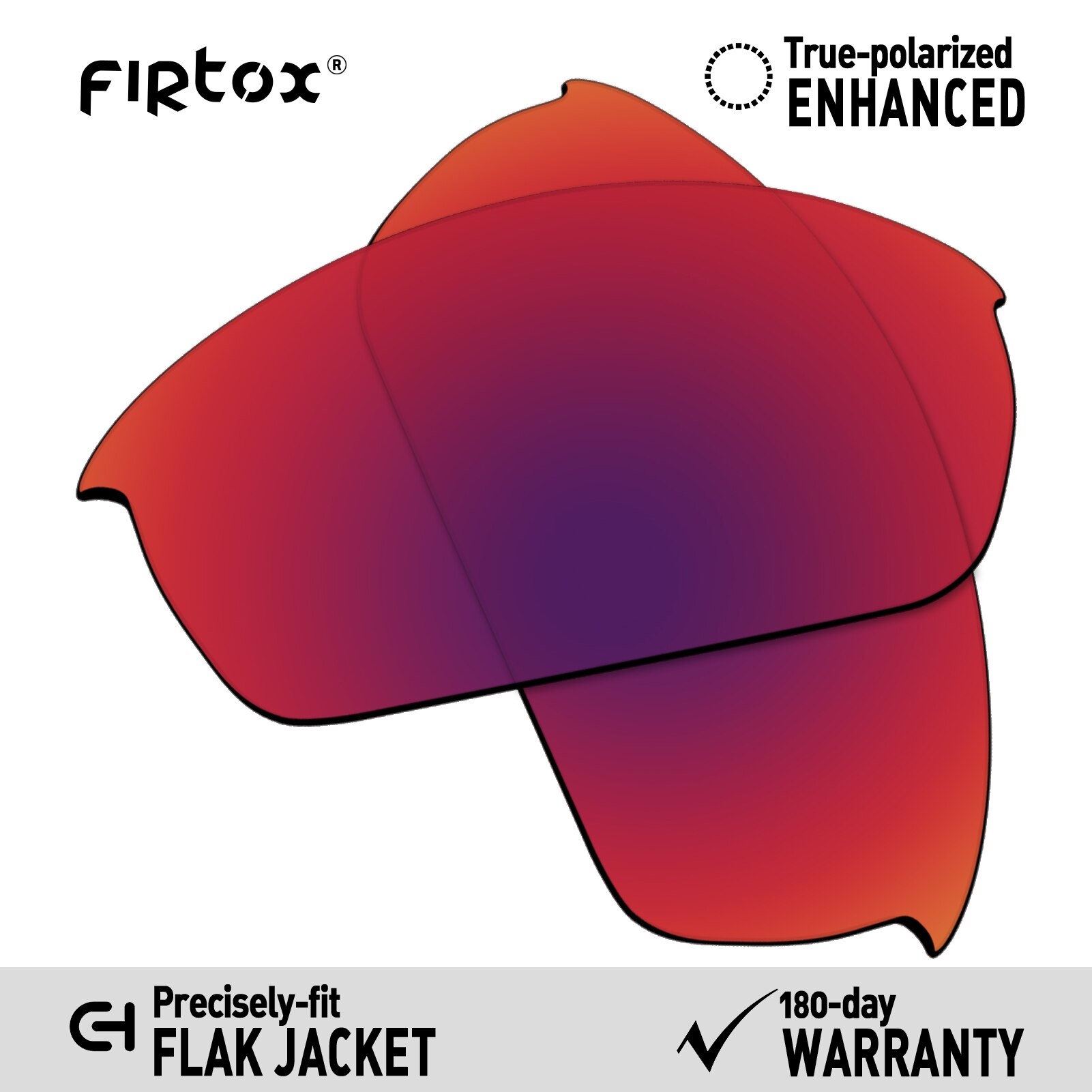 Firtox true  uv400 polariserte linser erstatning til oakley flak jakke solbriller (kun kompatibel linse) - flere farger: Lilla rød