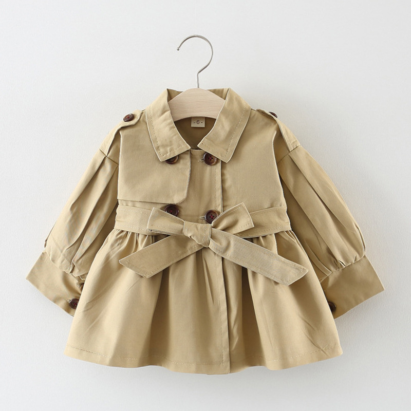 2022 En Najaar Meisje Trenchcoat Jas Jas Kind Prinses Mode Schattige: Khaki / 5T