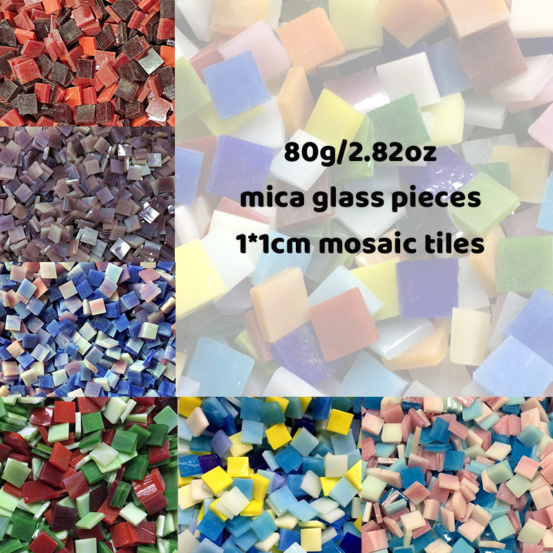 80G/2.82Oz (110 Stuks) 1Cm Vierkante Gekleurde Glas Spiegel Mozaïek Tegels Art Glas Ambachten Materialen Diy Bulk Mica Decoratie