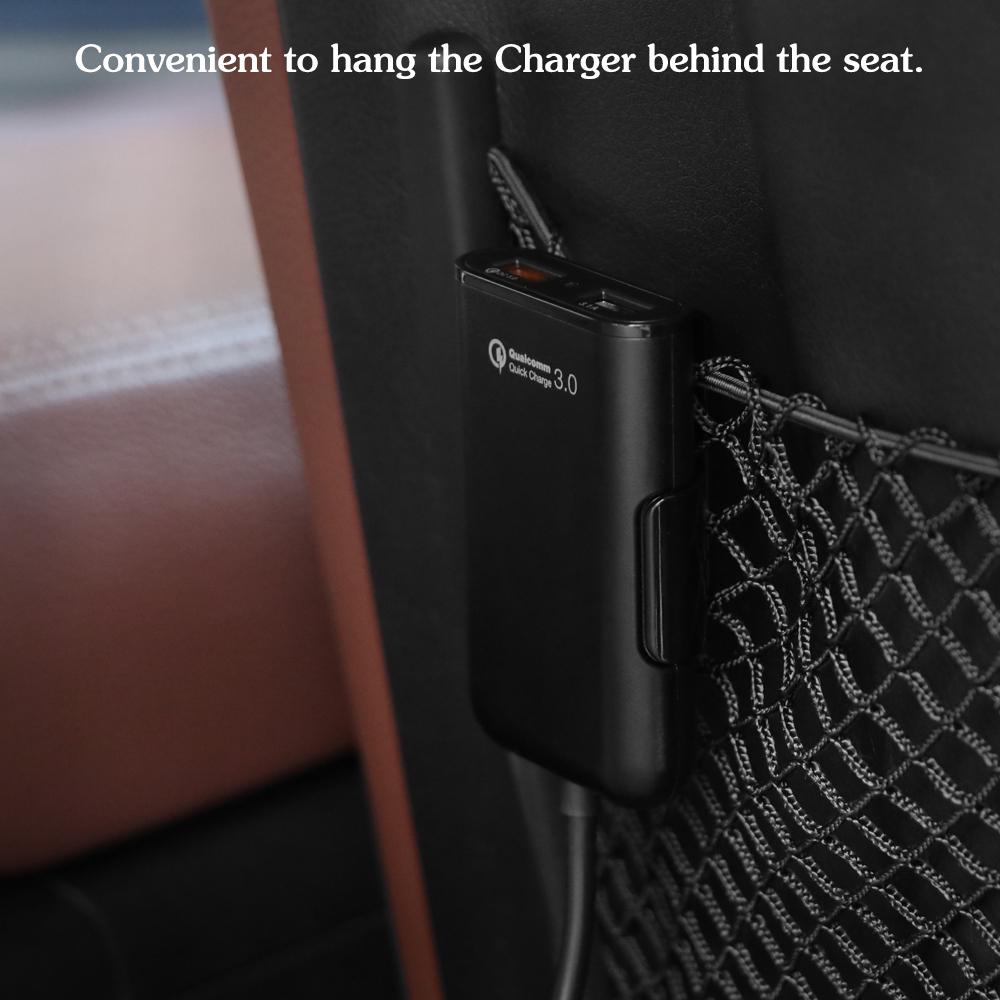 Vaorlo 36W Quick Charge 3.0 Usb Auto Charger Verlengsnoer Kabel Auto Usb Lader Personenauto Achter Charger
