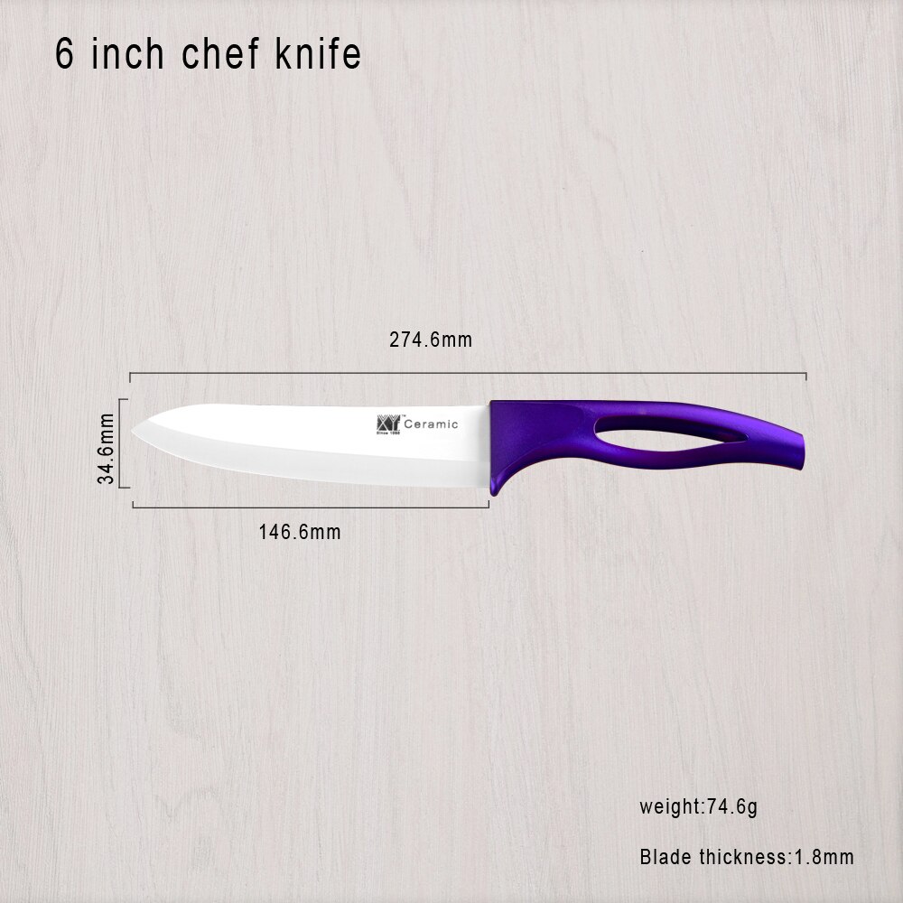 3, 4, 5, 6 tommer keramisk knivsæt + knivholder + skræller bedste madlavningsværktøj hvidt blad lilla håndtag kitcehn kniv 6 -delt sæt