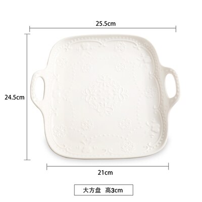 Plato Rectangular de cerámica de estilo europeo para hornear, platos de ensalada, postre, fruta, bandeja, vajilla, plato de pescado, plato frío, Pla: D
