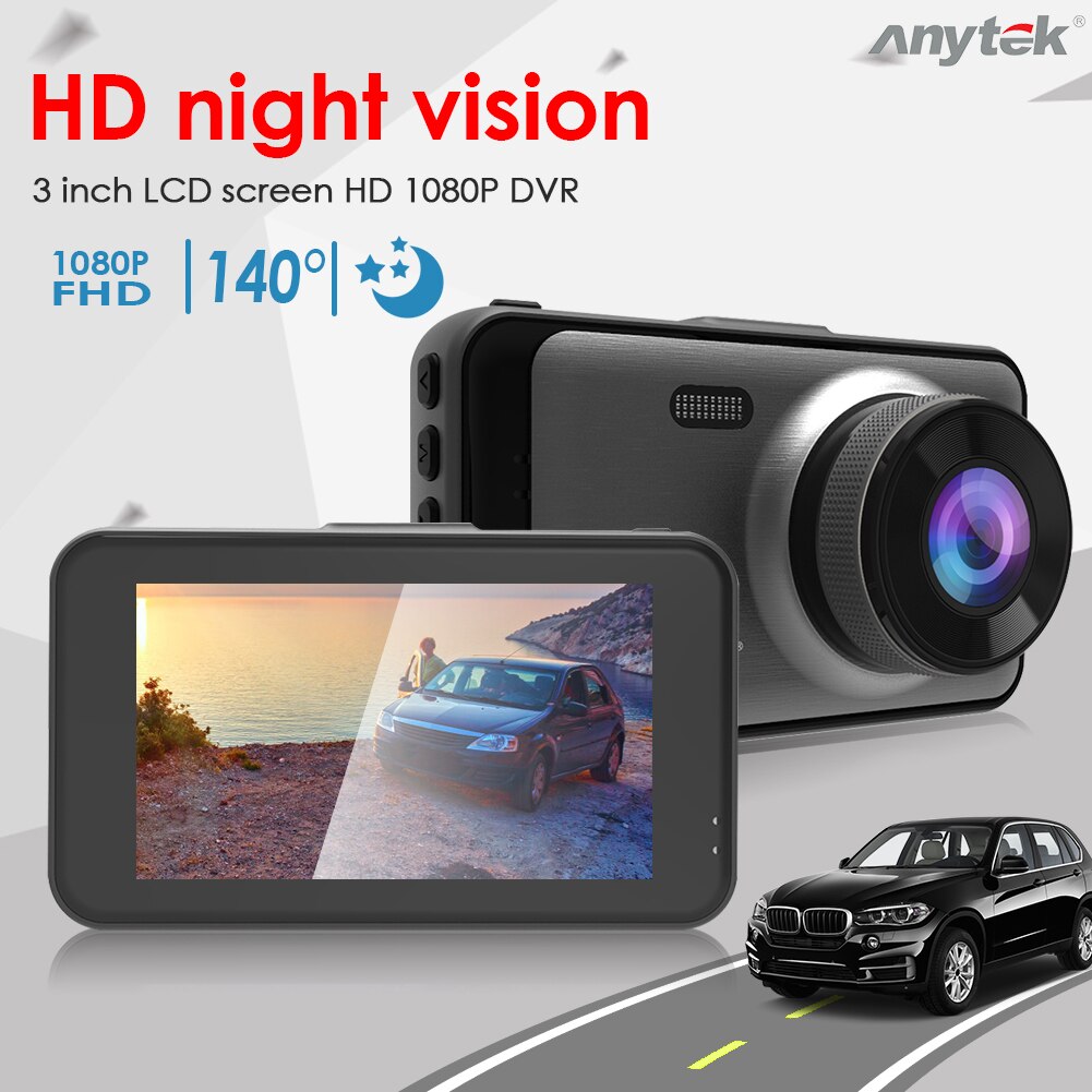 Anytek X31 Pro Car Dash Camera Video Recorder DVR 3 inches 1080P HD Night Vision 140 Degree Wide Angle G-Sensor Dash Cam