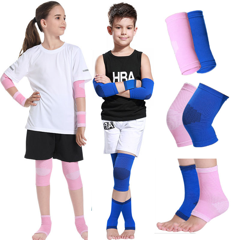 1 par barn kompression armskydd basket dans fotboll knästöd armbågsskydd knä fotledsskydd