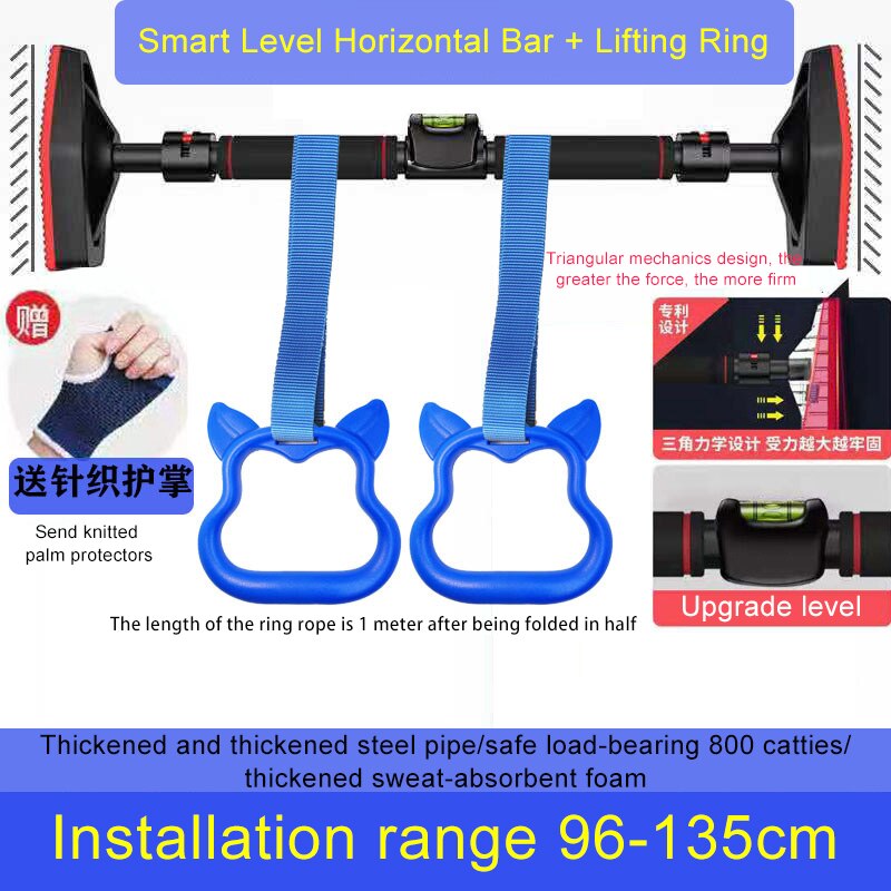 Horizontal bar home indoor pull-ups wall door horizontal bar punch-free sports hanging bar door frame fitness equipment: Purple