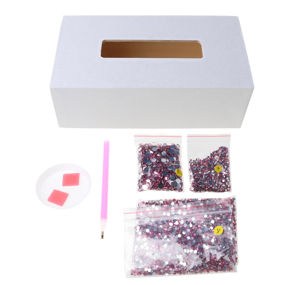 Forme spéciale diamant peinture bricolage rouleau boîte à mouchoirs stockage de bijoux lune étoile fleur point de croix artisanat: 3