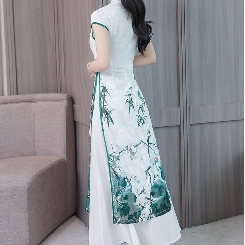 Jurken Zomer Zwart Chinese Oosterse Jurk Cheongsam Traditionele Chinese Jurk Qipao Mode Ao Dai Vietnam Jurk 10232