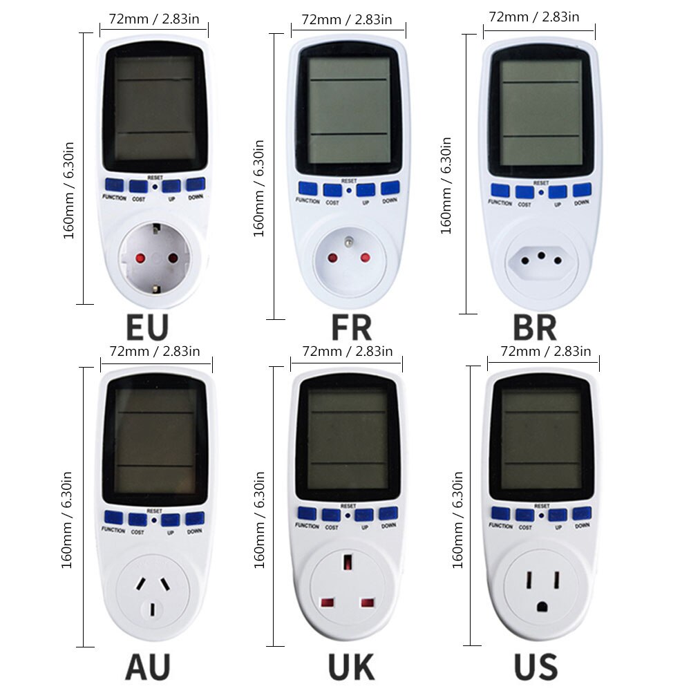 Power Meter Digitale Lcd Energy Meter Wattmeter Monitoring Apparaat Wattage Elektriciteit Kwh Power Meten Outlet Analyzer