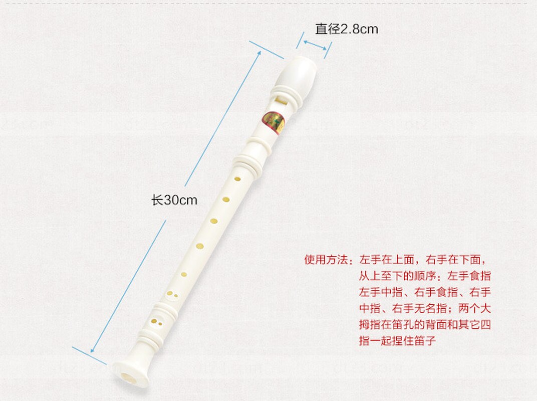 White Plastic Flute 9 Holes Long Flute Instrument for Children Educational Tool Musical Soprano Recorder Popular