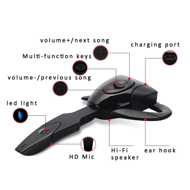 Mini Bluetooth 4.1 Wireless Headset Earphone Headphones with Microphone Hands-free Ear Hook Headset for samsung PS3 game console