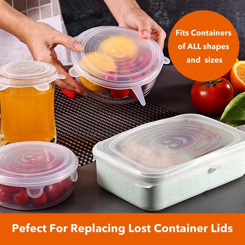Silicone Stretch Lids,12 Pack Reusable Durable And Expandable Lids To Keep Food Fresh,Fit Various Sizes And Shapes Of Containers