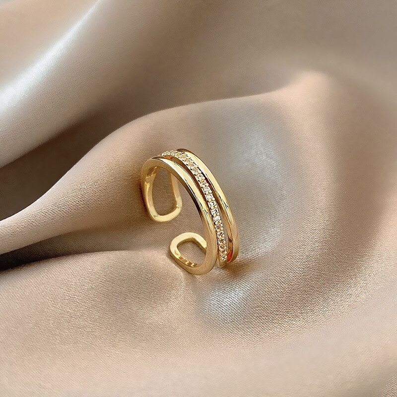 Anello coreano di personalità geometrica femminile del fiore della farfalla femminile di apertura di torsione trasversale a forma di cuore di progettazione di modo all'ingrosso: J1244-D