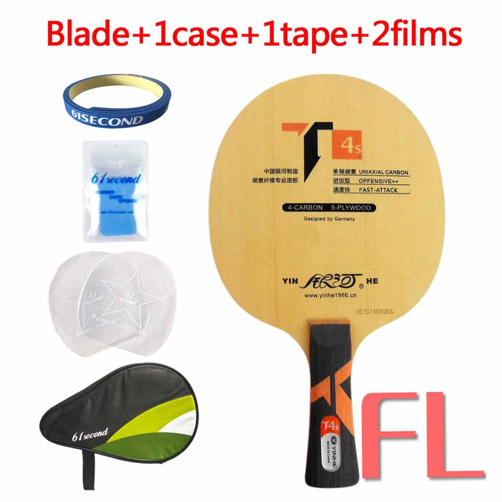 YINHE T-4 T4S Table Tennis Blade (T-4S, Hinoki Surface, 5 + 4 Carbon ) T4 Racket Ping Pong Bat Paddle: FL with HM case