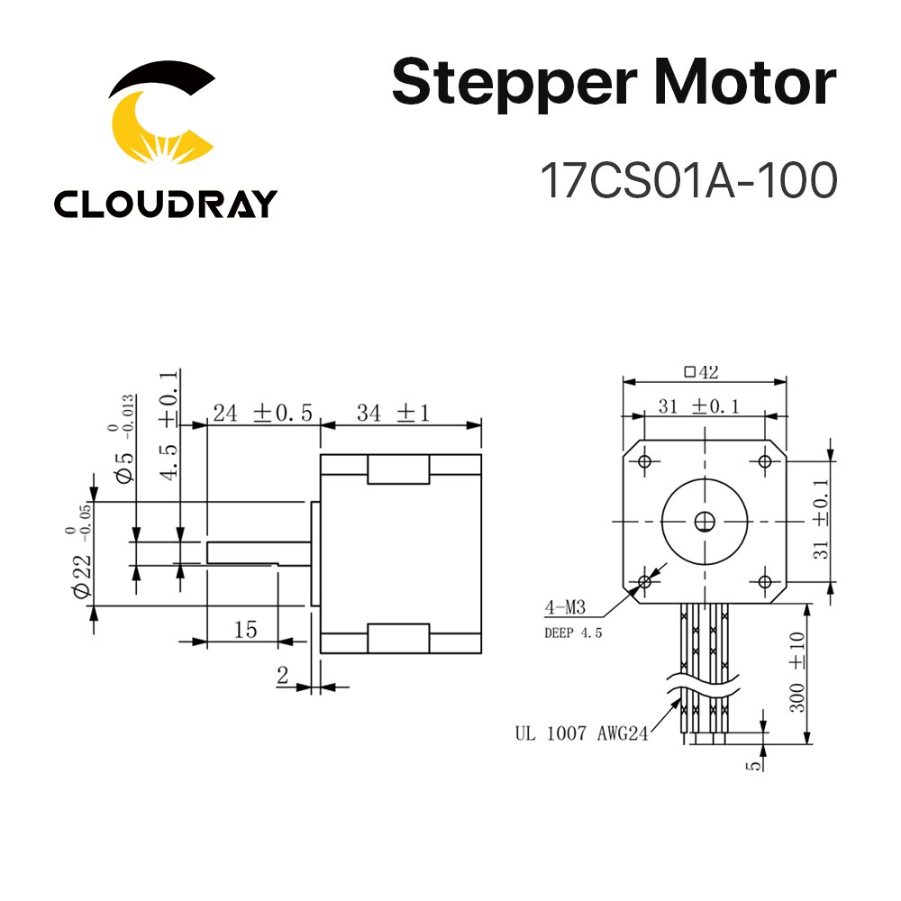 Nema 17 Schrittmotor 42mm 2 Phase Schrittmotor 1A 15Ncm Motor- 4-blei Kabel für 3D Drucker CNC XYZ Motor-