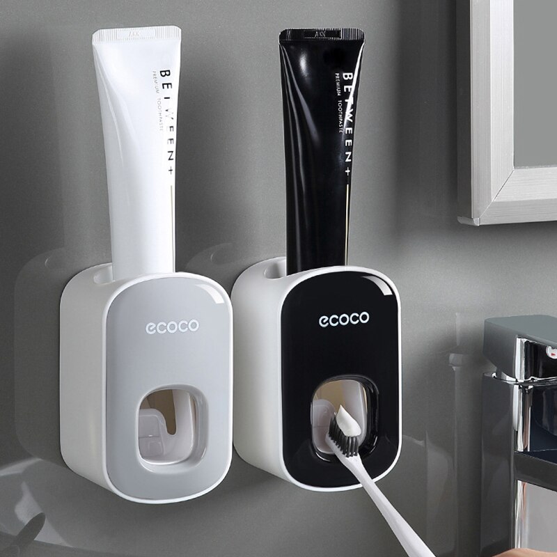 Adhesive Automatic Toothpaste Squeezer Set, Wall-mounted Toothpaste Holder, Toothbrush Rack, Wall Suction Toothpaste Squeezer